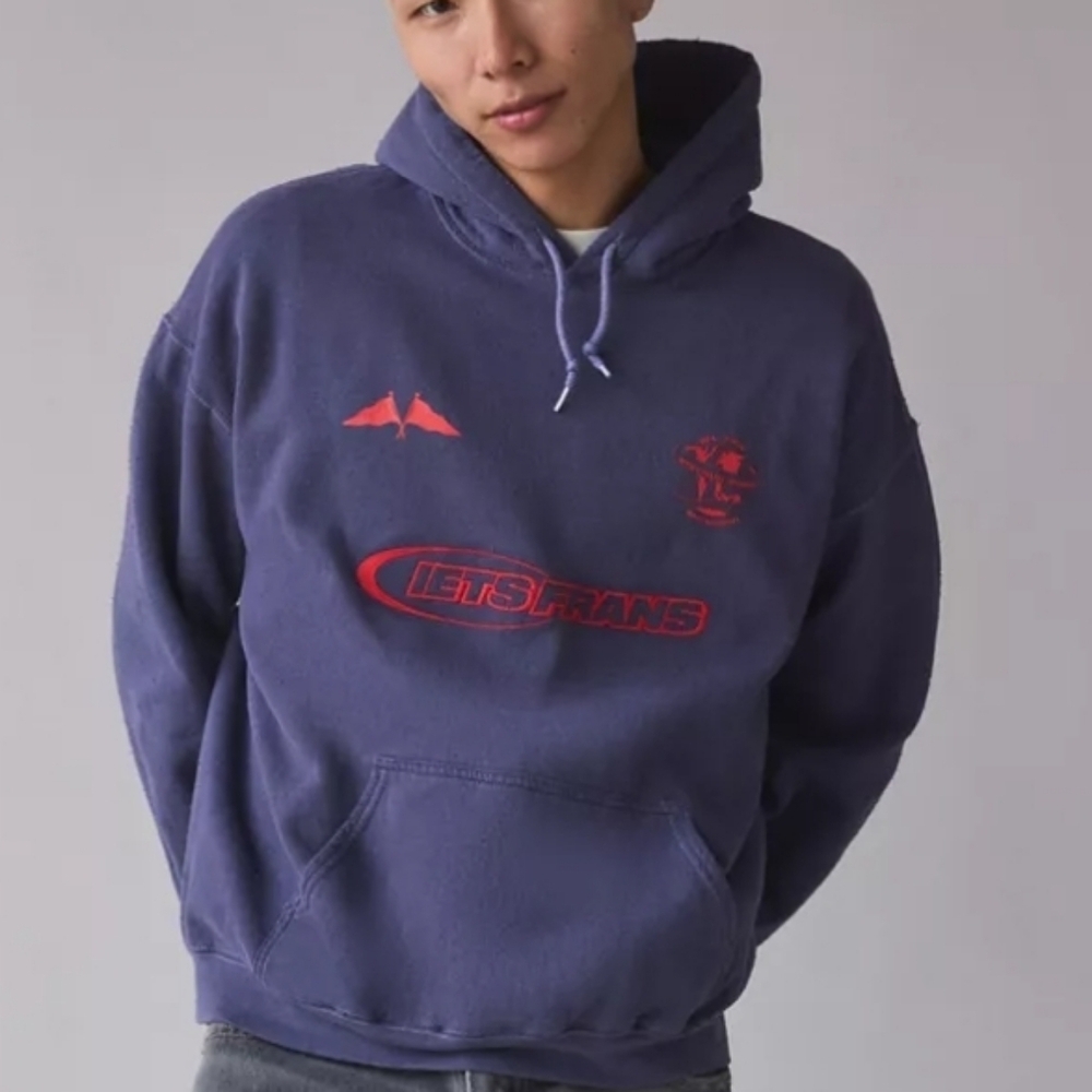 iets frans… Embroidered Sports Logo Hoodie Sweatshirt, M, Navy, Retail $69.00 US